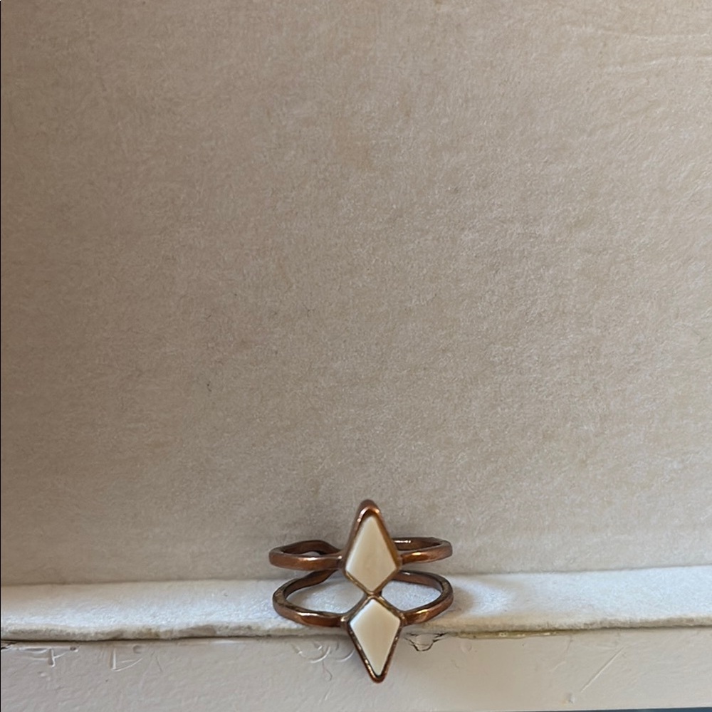 Gold and Cream Geometric Ring